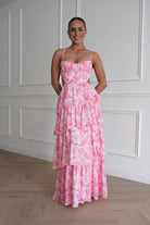 Oh Hello Clothing Women > Clothing > Dresses 1* DONE - SAMPLE- SAME STYLE AS Elouise Floral Tiered Maxi Dress PINK