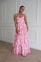 Oh Hello Clothing Women > Clothing > Dresses 1* DONE - SAMPLE- SAME STYLE AS Elouise Floral Tiered Maxi Dress PINK