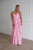 Oh Hello Clothing Women > Clothing > Dresses 1* DONE - SAMPLE- SAME STYLE AS Elouise Floral Tiered Maxi Dress PINK