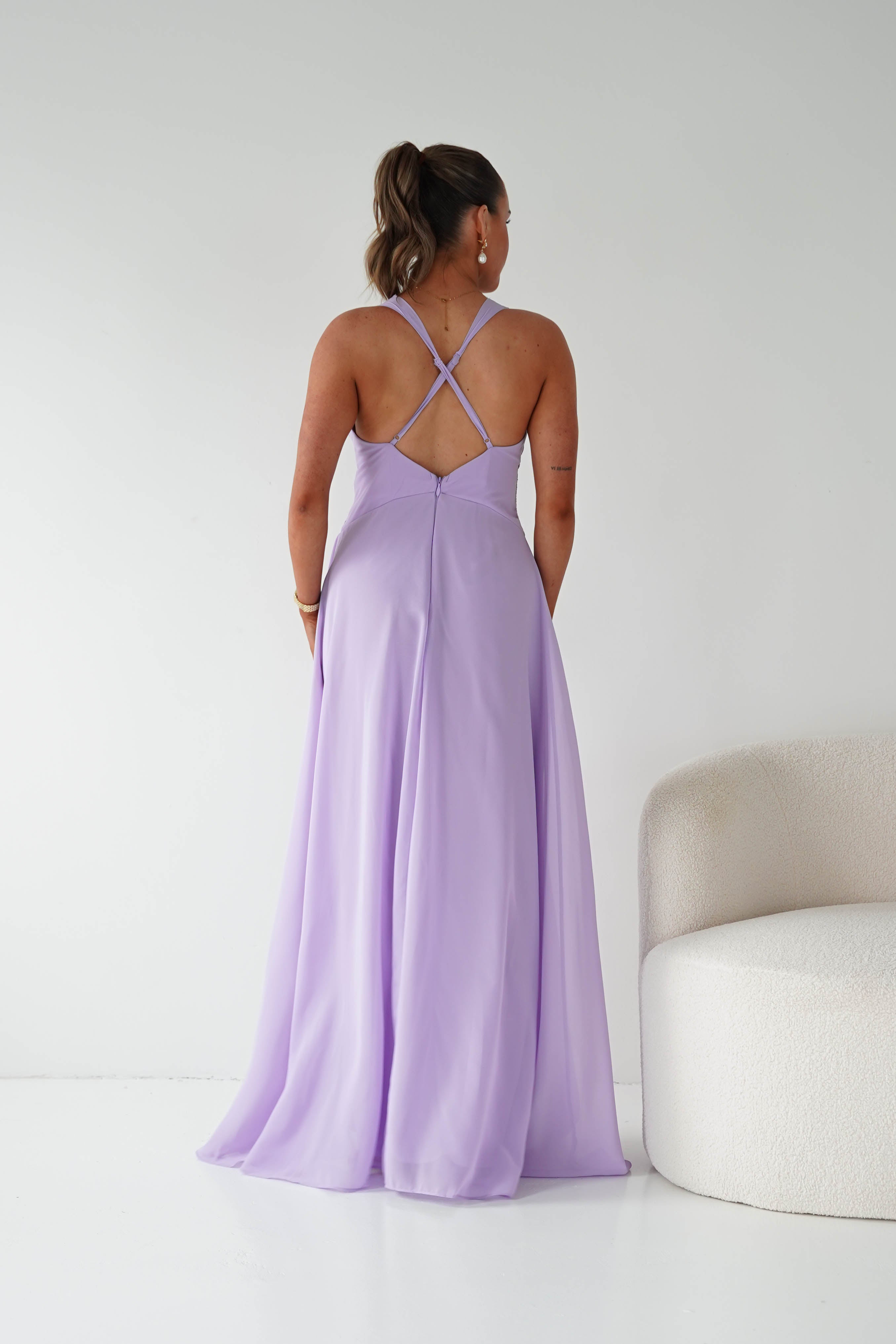 Oh Hello Clothing Women > Clothing > Dresses 1*DONE- Sara A-Line Chiffon Maxi Dress | LAVENDER