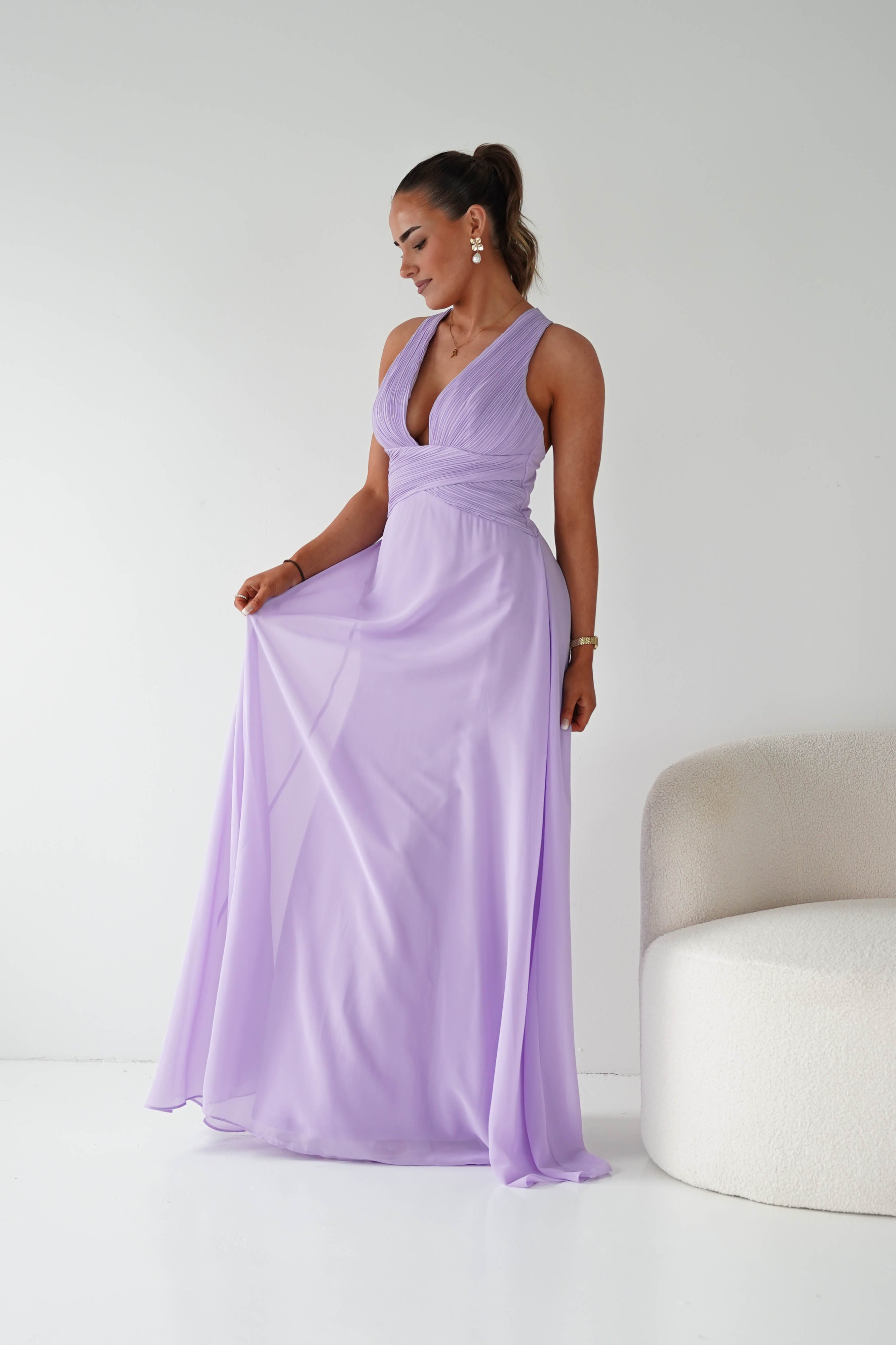 Oh Hello Clothing Women > Clothing > Dresses 1*DONE- Sara A-Line Chiffon Maxi Dress | LAVENDER