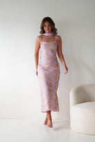 Oh Hello Clothing Women > Clothing > Dresses 1*DONE -SASHA-64623D11-Pink & Gold Maxi Dress with Matching Scarf
