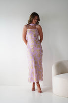 Oh Hello Clothing Women > Clothing > Dresses 1*DONE -SASHA-64623D11-Pink & Gold Maxi Dress with Matching Scarf