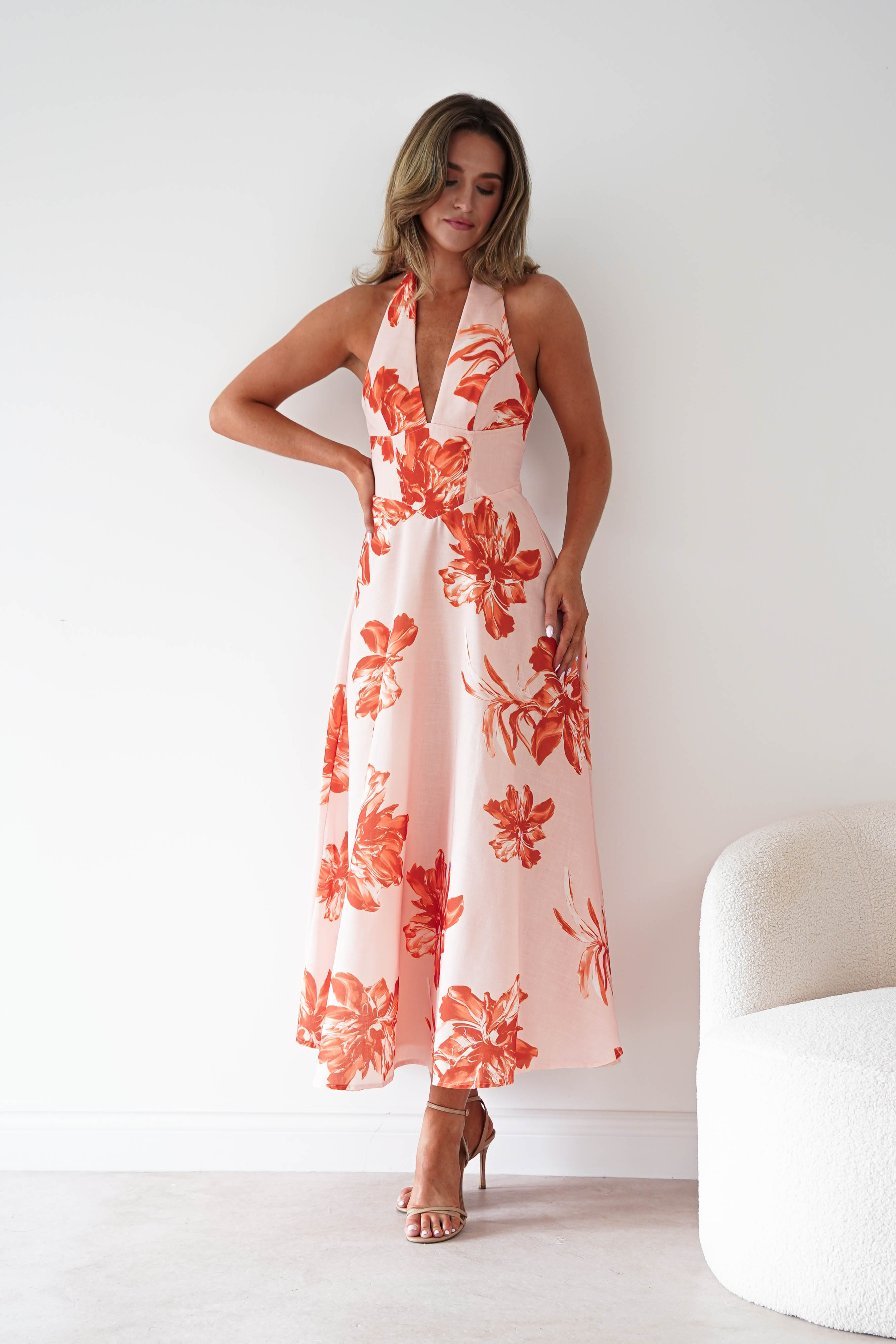Oh Hello Clothing Women > Clothing > Dresses 1*DONE-sasha-64784d01-orange halter neck dress