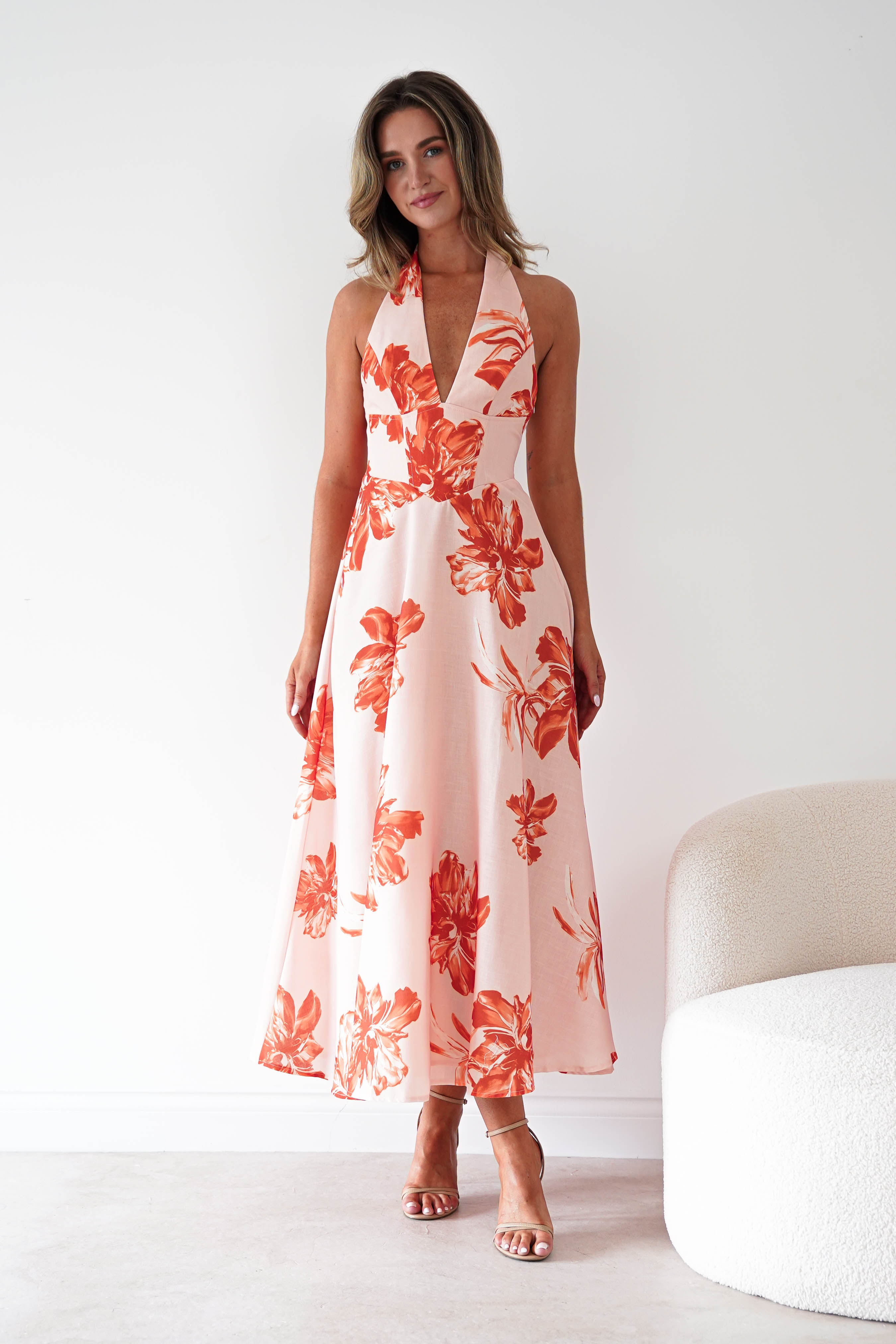 Oh Hello Clothing Women > Clothing > Dresses 1*DONE-sasha-64784d01-orange halter neck dress