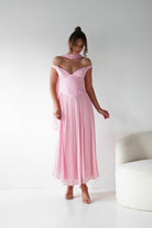 Oh Hello Clothing Women > Clothing > Dresses 1*DONE -SASHA-64832D-PINK PLEATED MIDI DRESS