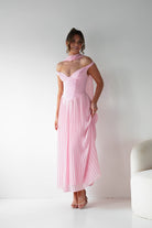 Oh Hello Clothing Women > Clothing > Dresses 1*DONE -SASHA-64832D-PINK PLEATED MIDI DRESS