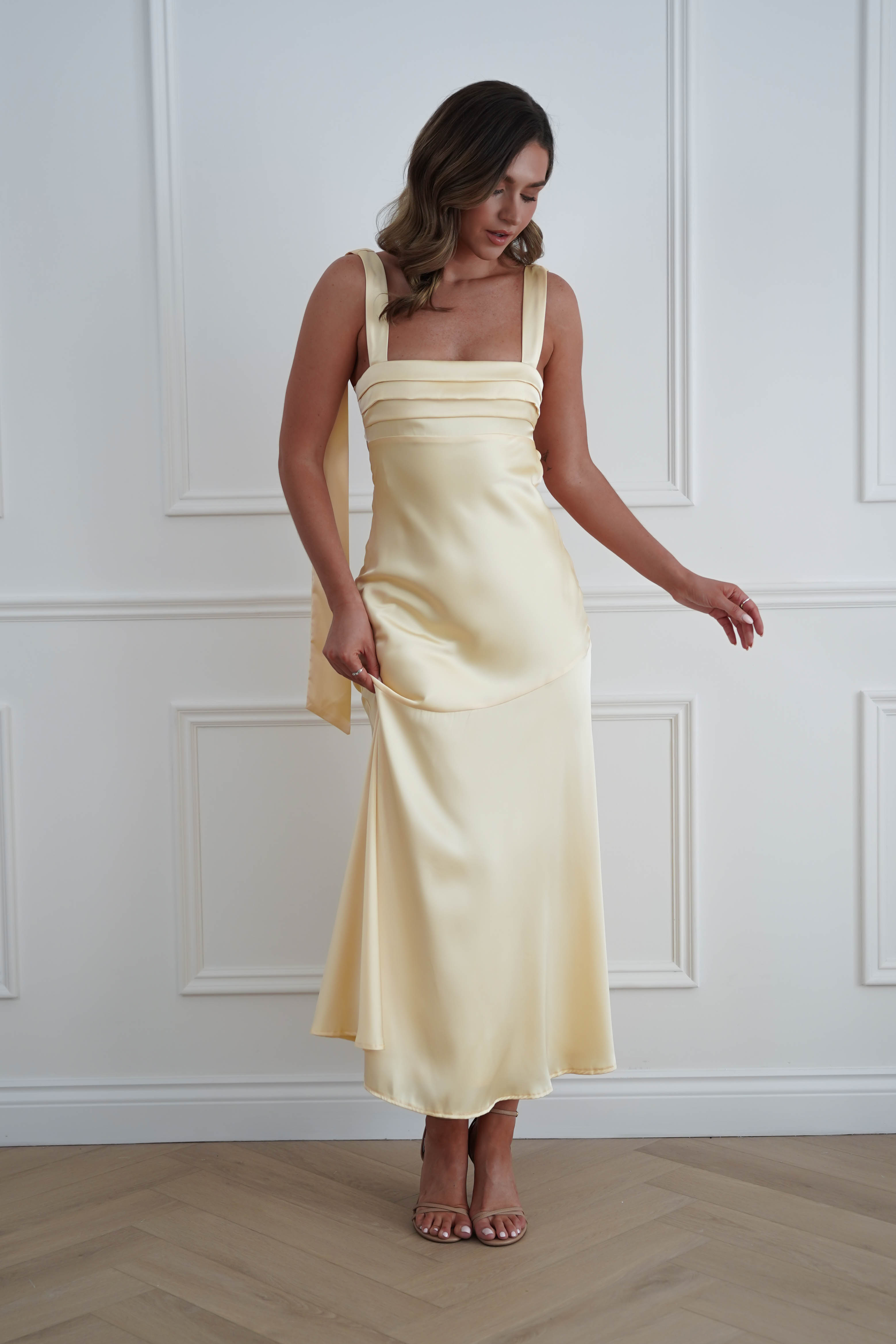 Oh Hello Clothing Women > Clothing > Dresses 1*DONE*SASHA- 64850j02- Butter Yellow Tie-Back Midi Dress