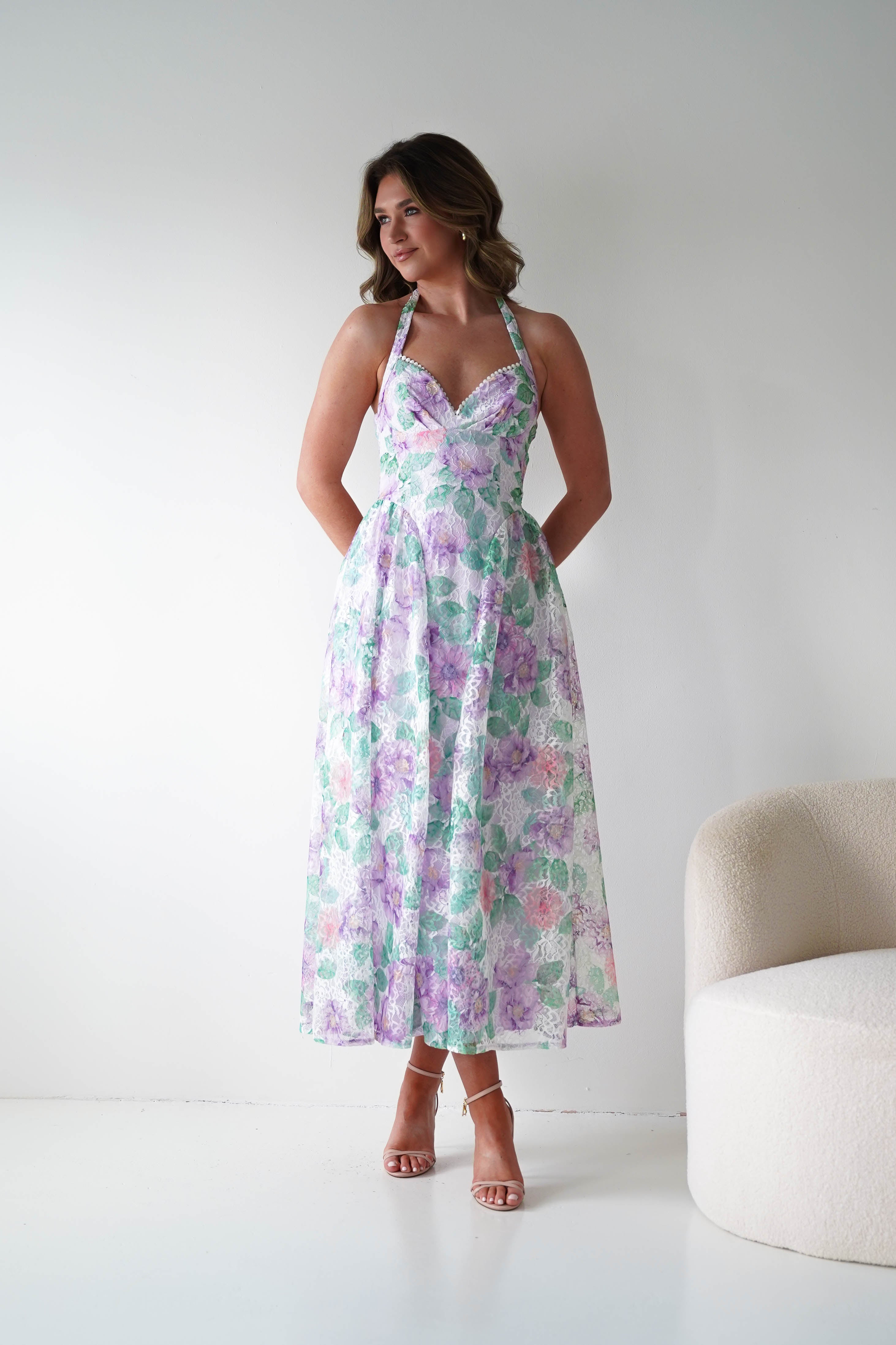 Oh Hello Clothing Women > Clothing > Dresses 1*DONE -SASHA-64872J-Lavender Floral Lace dress