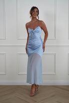 Oh Hello Clothing Women > Clothing > Dresses 1*DONE -SASHA-64972D-Powder Blue Chiffon Maxi Dress with Layered Hem - sample
