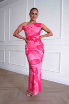 Oh Hello Clothing Women > Clothing > Dresses 1*DONE -SASHA-64981H-pink and red abstract floral print maxi dress