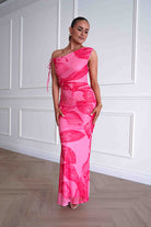 Oh Hello Clothing Women > Clothing > Dresses 1*DONE -SASHA-64981H-pink and red abstract floral print maxi dress