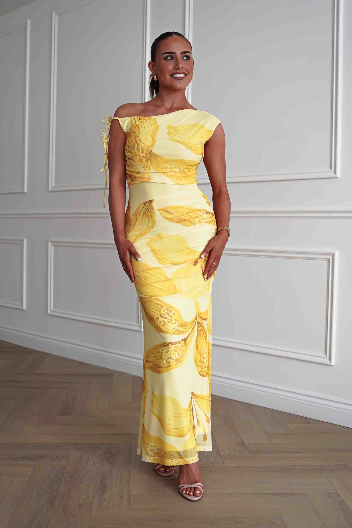 Molly Floral Mesh Bodycon Maxi Dress