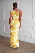 Oh Hello Clothing Women > Clothing > Dresses 1*DONE -SASHA-64981H-Yellow abstract floral print maxi dress (Copy)