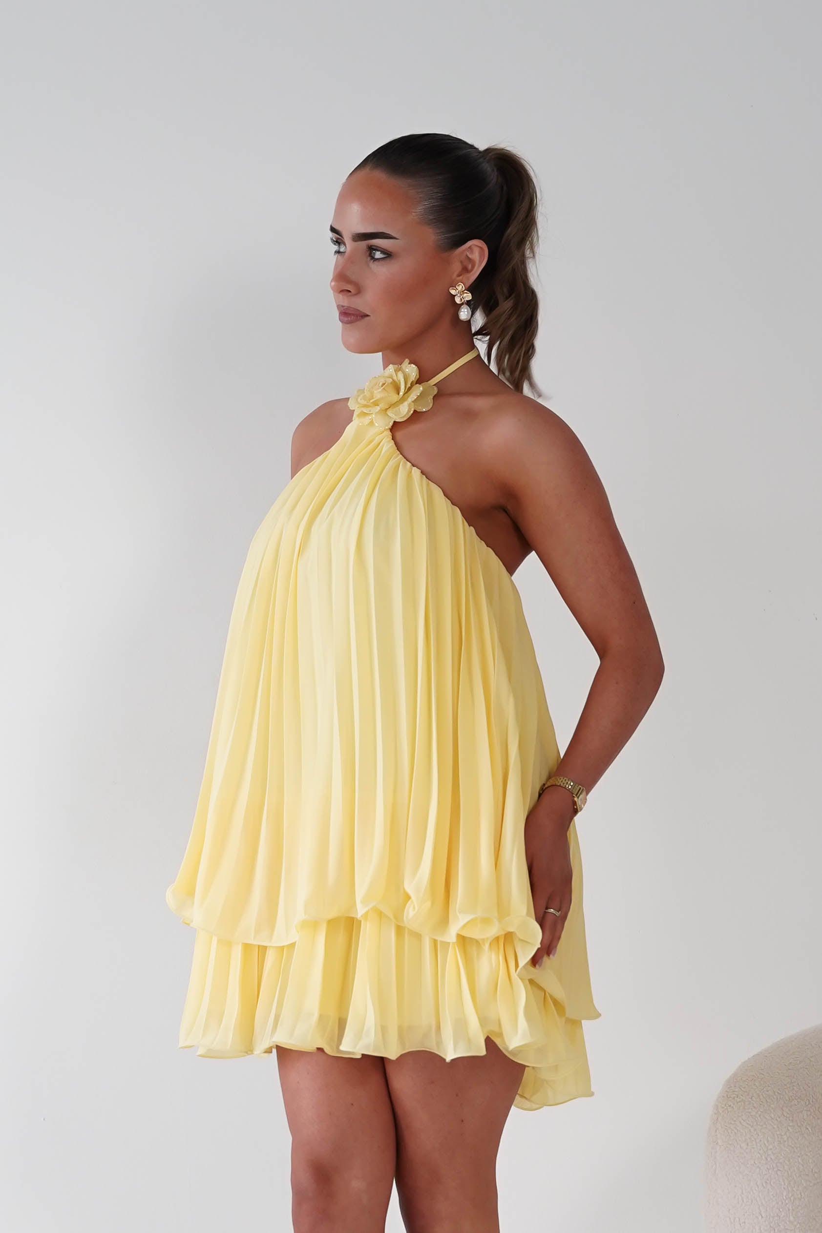 Oh Hello Clothing Women > Clothing > Dresses 1*DONE -SASHA- 65024F- Lemon/yellow mini dress