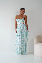 Oh Hello Clothing Women > Clothing > Dresses 1*DONE -SASHA-65057D- Blue Floral Tiered Midi Dress