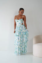 Oh Hello Clothing Women > Clothing > Dresses 1*DONE -SASHA-65057D- Blue Floral Tiered Midi Dress