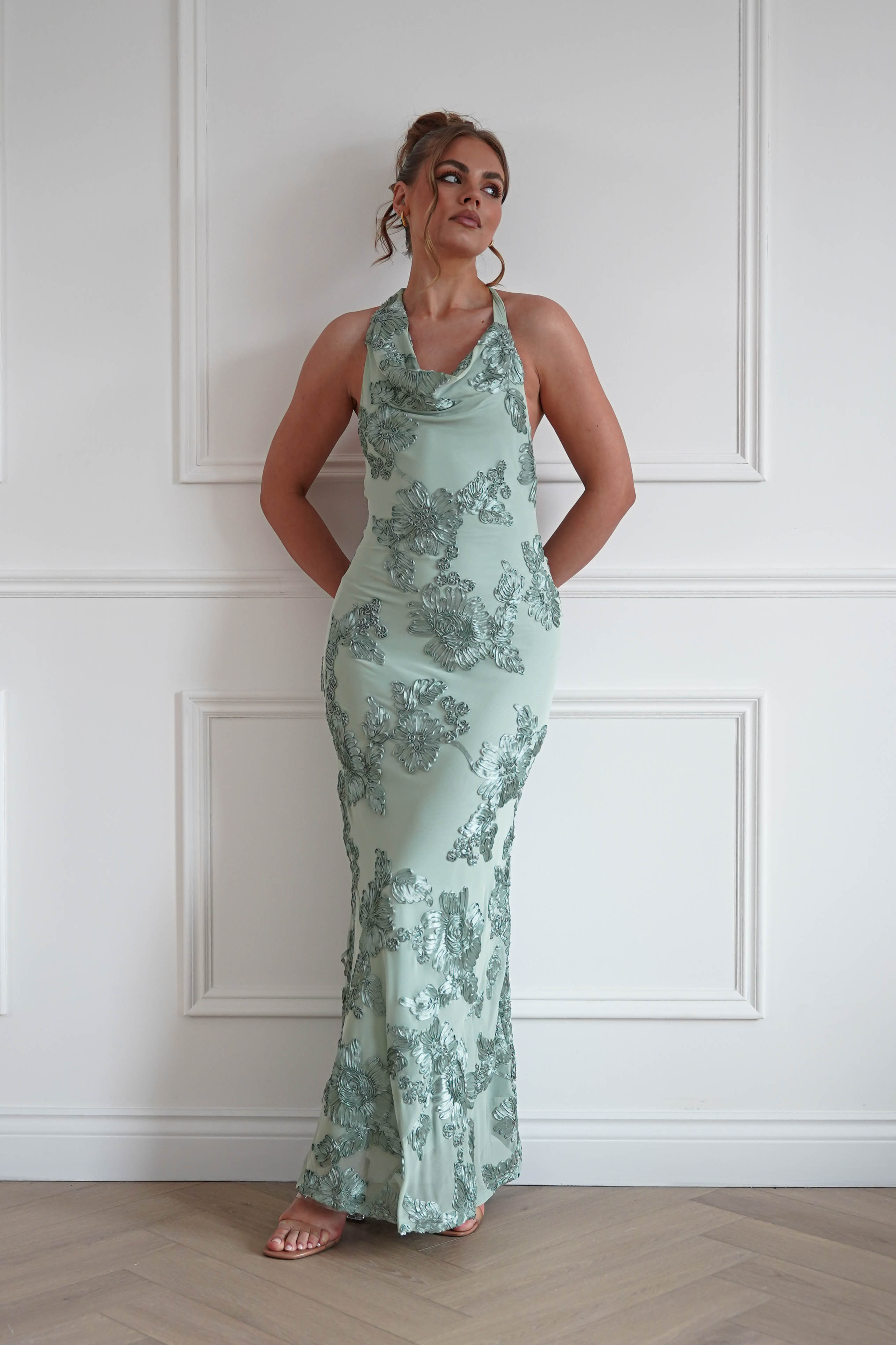Oh Hello Clothing Women > Clothing > Dresses 1*DONE-SASHA- AQUA GREEN FLORAL DRESS-64859D04