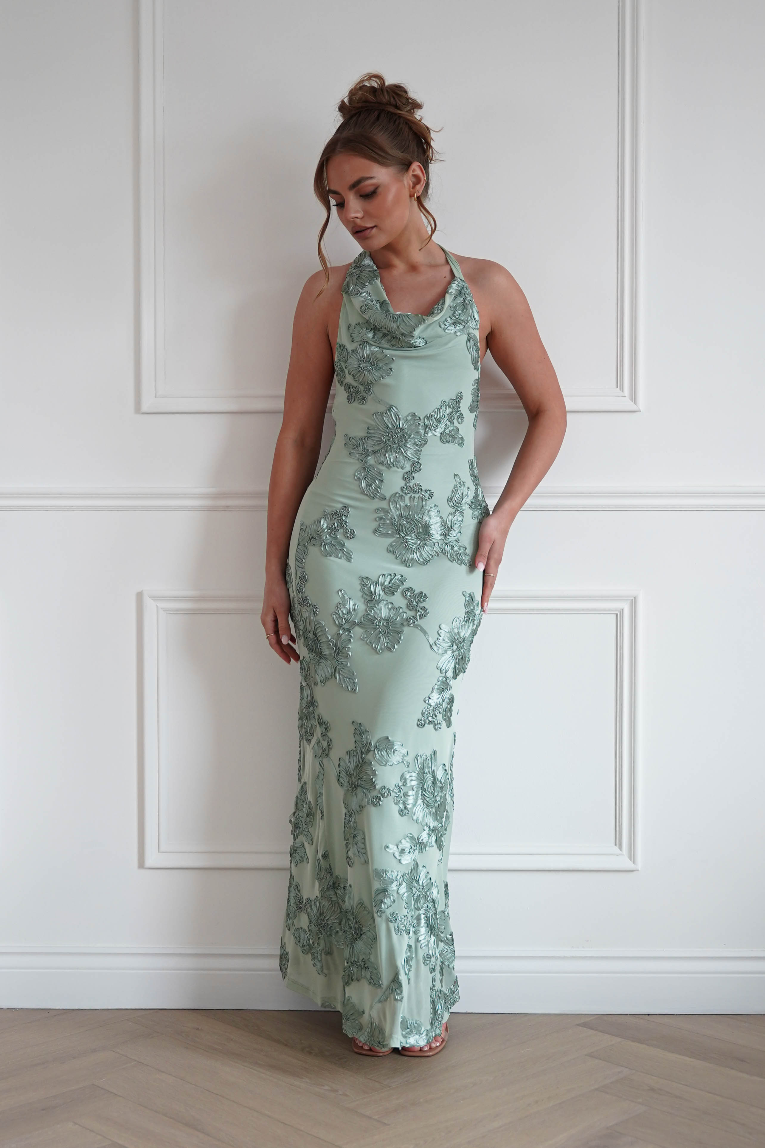 Oh Hello Clothing Women > Clothing > Dresses 1*DONE-SASHA- AQUA GREEN FLORAL DRESS-64859D04