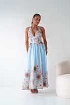 Oh Hello Clothing Women > Clothing > Dresses 1*DONE -SASHA-Blue Floral halter Maxi Dress-64784D05 (Copy)