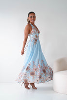 Oh Hello Clothing Women > Clothing > Dresses 1*DONE -SASHA-Blue Floral halter Maxi Dress-64784D05 (Copy)