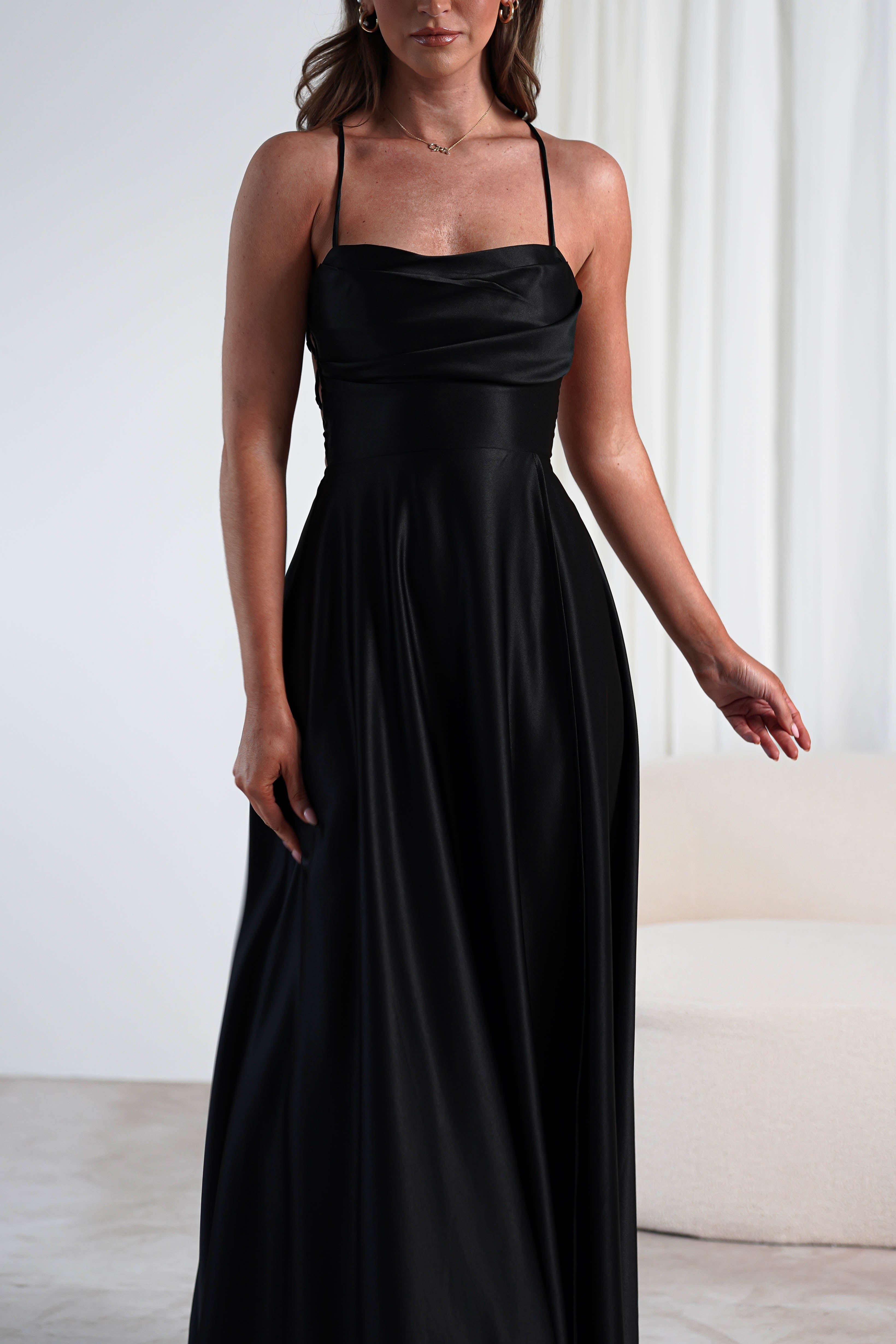 Shantal Satin Gown | Black