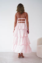 Oh Hello Clothing Women > Clothing > Dresses 1*DONE-SHAREEN COLLECTION-Blush Floral Jacquard Tiered Midi Dress