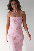 Oh Hello Clothing Women > Clothing > Dresses 1*DONE -SHAREEN COLLECTIONS- AD04802-60-PINK Beaded Strapless Dress