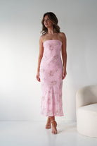 Oh Hello Clothing Women > Clothing > Dresses 1*DONE -SHAREEN COLLECTIONS- AD04802-60-PINK Beaded Strapless Dress