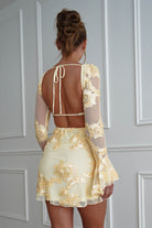 Oh Hello Clothing Dresses > Prom Dresses 1*DONE-SHAREEN-MD08965- YELLOW MESH MINI DRESS