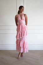 Oh Hello Clothing Women > Clothing > Dresses 1*DONE- SHAREEN-WD09641-1-PINK Tiered Halter Maxi Dress (Copy)