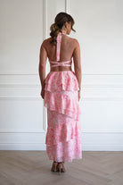 Oh Hello Clothing Women > Clothing > Dresses 1*DONE- SHAREEN-WD09641-1-PINK Tiered Halter Maxi Dress (Copy)