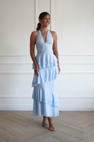 Oh Hello Clothing Women > Clothing > Dresses 1*DONE- SHAREEN-WD09641-BLUE Tiered Halter Maxi Dress