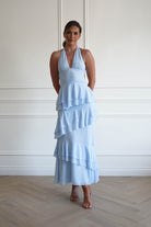 Oh Hello Clothing Women > Clothing > Dresses 1*DONE- SHAREEN-WD09641-BLUE Tiered Halter Maxi Dress