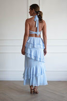 Oh Hello Clothing Women > Clothing > Dresses 1*DONE- SHAREEN-WD09641-BLUE Tiered Halter Maxi Dress