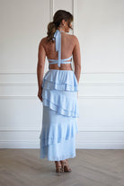 Oh Hello Clothing Women > Clothing > Dresses 1*DONE- SHAREEN-WD09641-BLUE Tiered Halter Maxi Dress