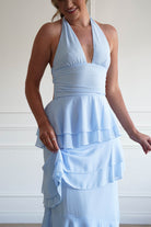 Oh Hello Clothing Women > Clothing > Dresses 1*DONE- SHAREEN-WD09641-BLUE Tiered Halter Maxi Dress