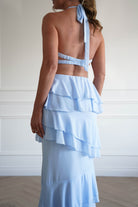 Oh Hello Clothing Women > Clothing > Dresses 1*DONE- SHAREEN-WD09641-BLUE Tiered Halter Maxi Dress