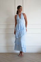 Oh Hello Clothing Women > Clothing > Dresses 1*DONE- SHAREEN-WD09641-BLUE Tiered Halter Maxi Dress