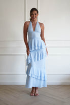 Oh Hello Clothing Women > Clothing > Dresses 1*DONE- SHAREEN-WD09641-BLUE Tiered Halter Maxi Dress