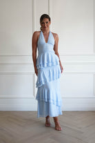 Oh Hello Clothing Women > Clothing > Dresses 1*DONE- SHAREEN-WD09641-BLUE Tiered Halter Maxi Dress