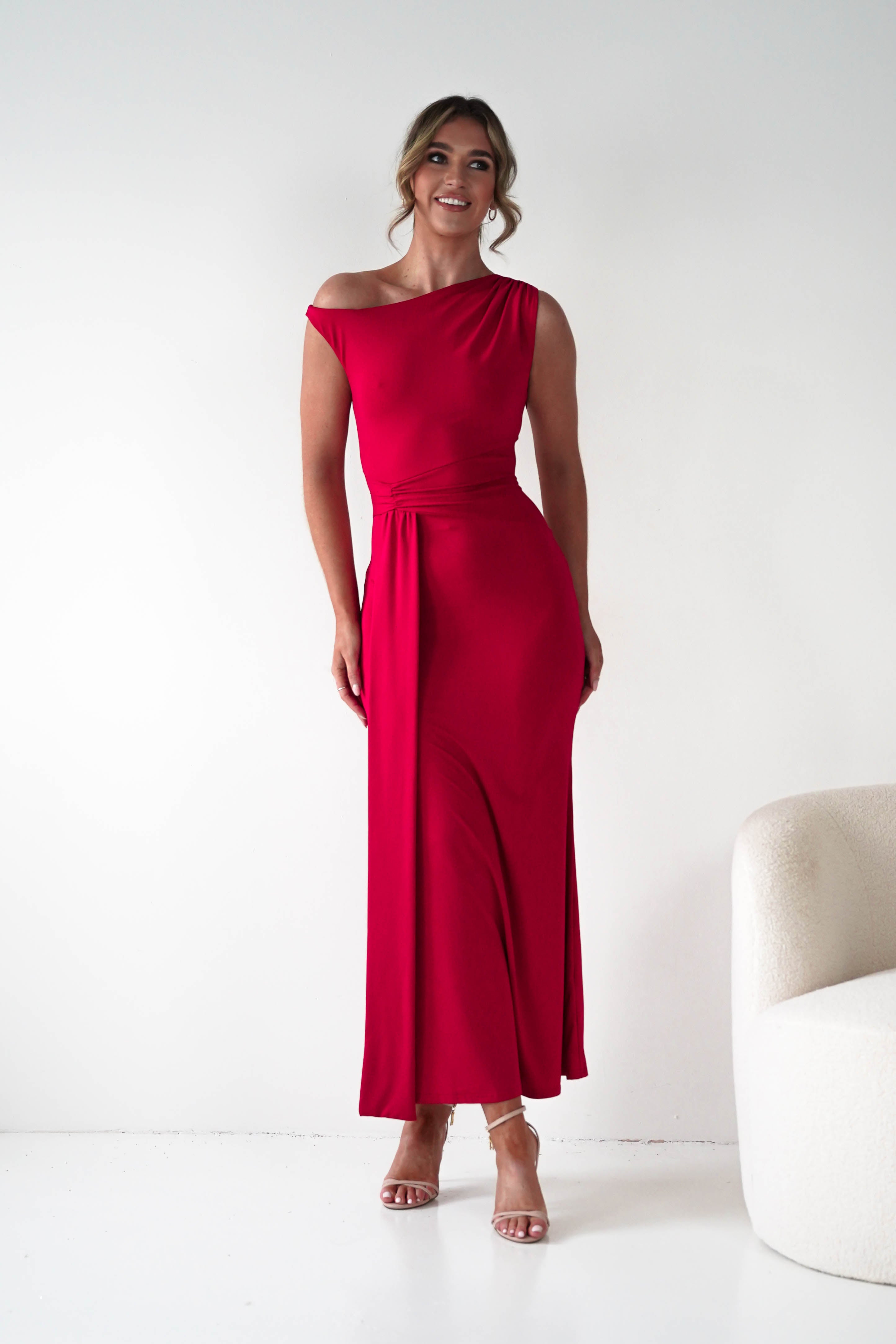 Oh Hello Clothing Dresses 1*DONE - Sleevless midi red dress-OH25027 (Copy)