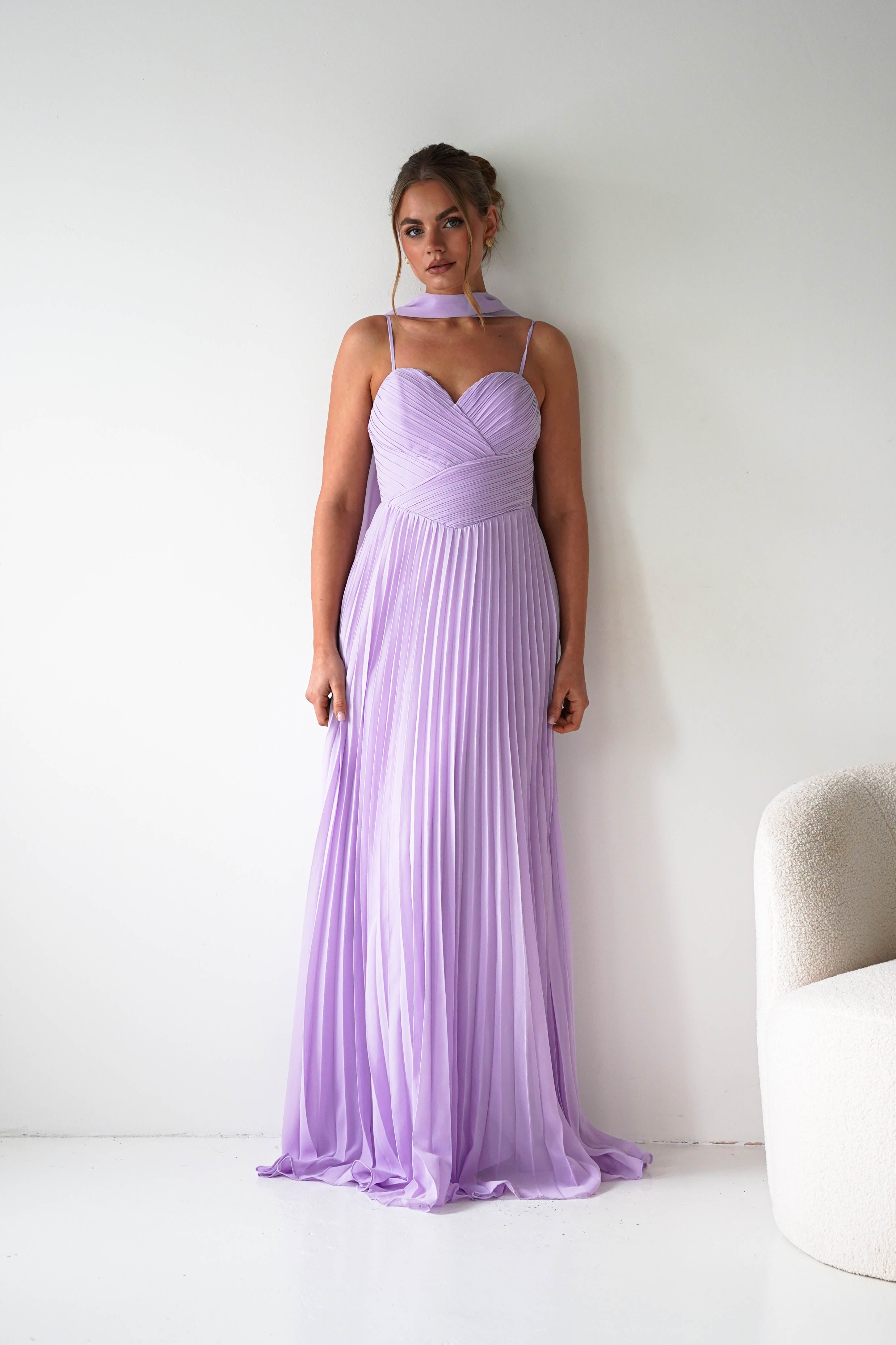 Oh Hello Clothing Women > Clothing > Dresses 1*DONE- Sonia Pleated Scarf detail Maxi Dress | New colour- Lavender