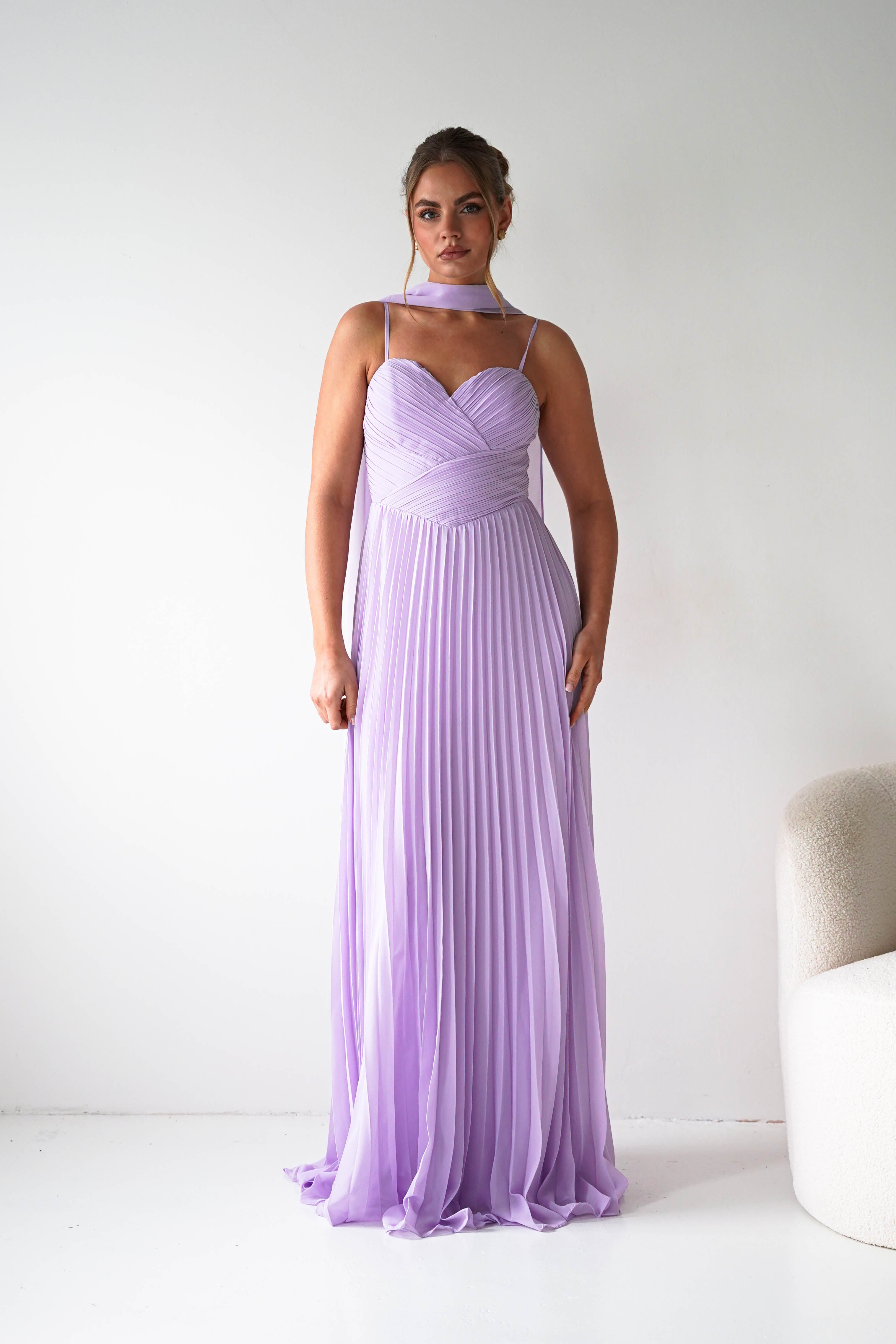 Oh Hello Clothing Women > Clothing > Dresses 1*DONE- Sonia Pleated Scarf detail Maxi Dress | New colour- Lavender