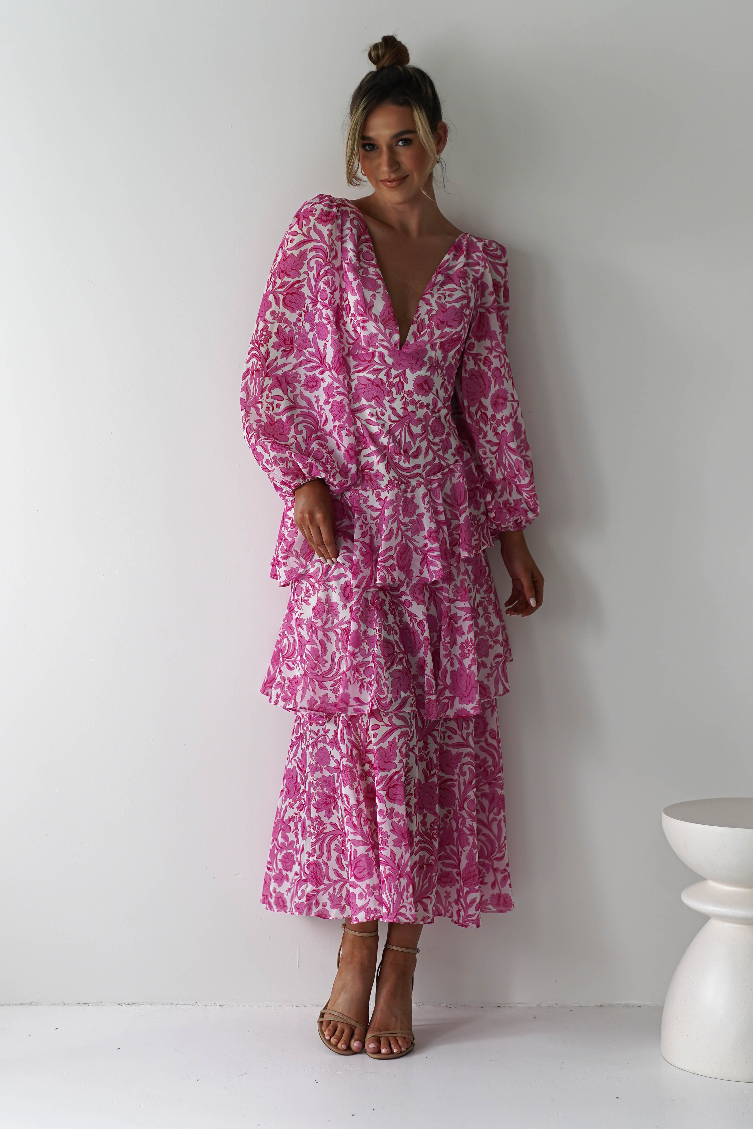 Tammie Long Sleeve Maxi Dress | Pink Floral