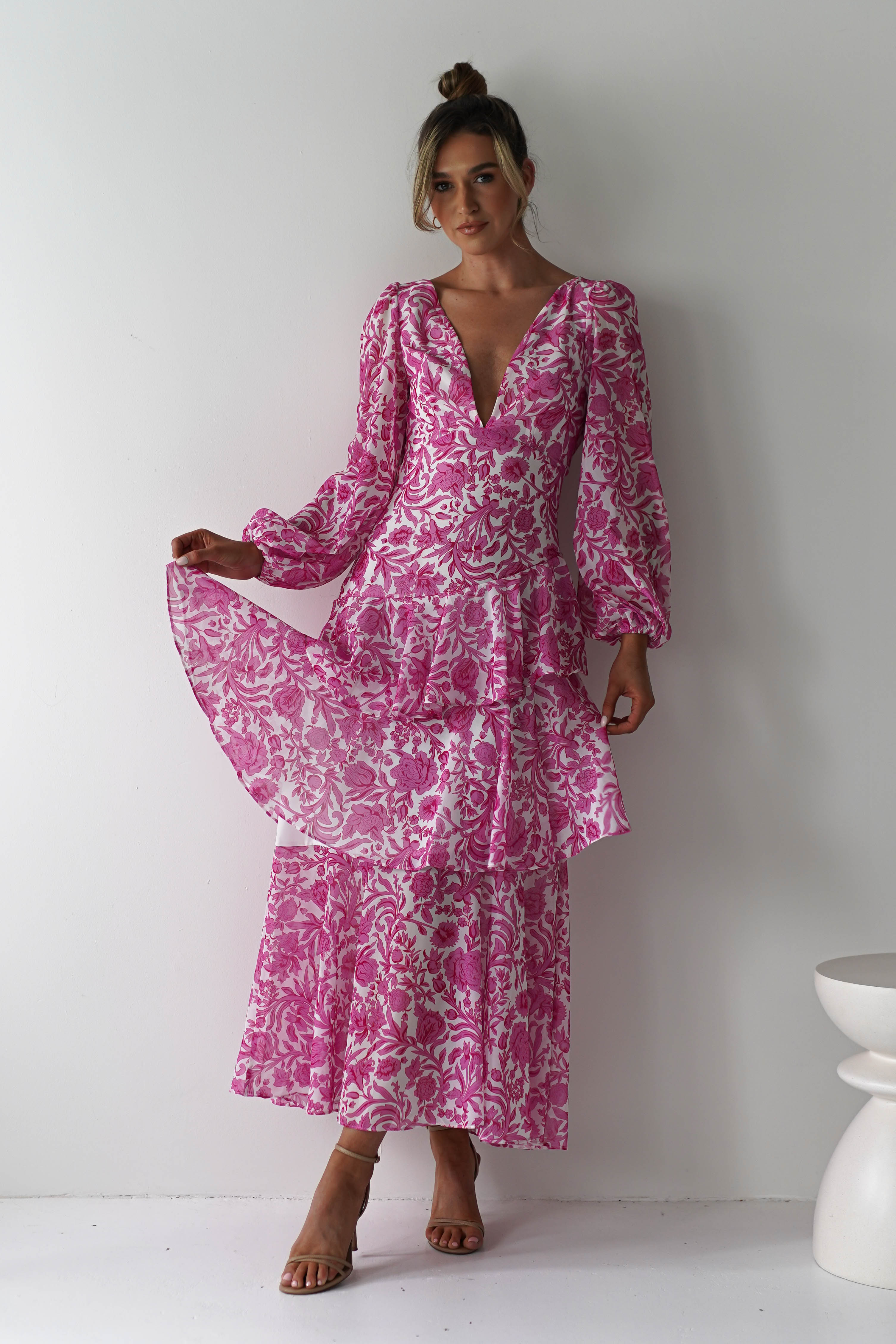 Tammie Long Sleeve Maxi Dress | Pink Floral