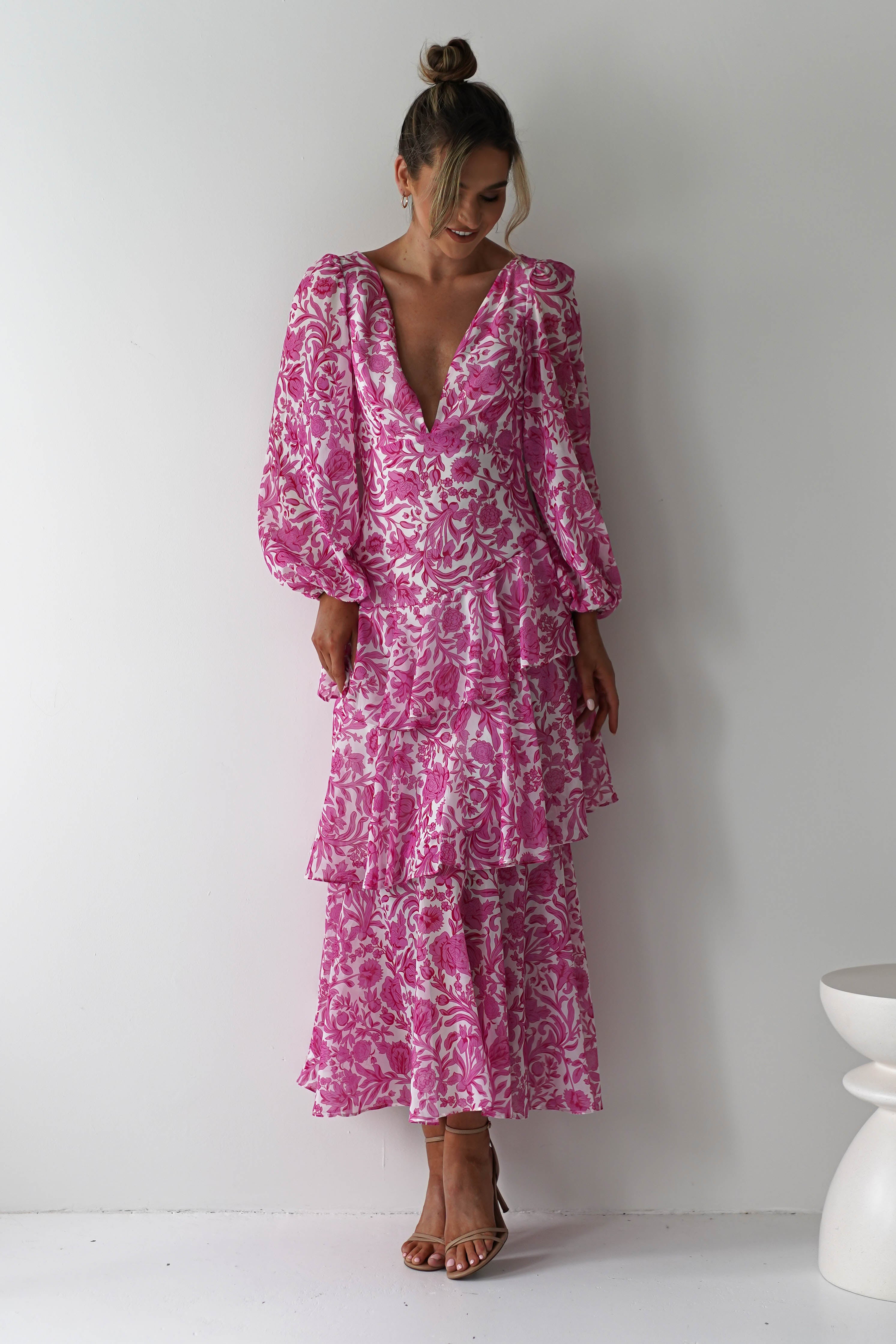 Tammie Long Sleeve Maxi Dress | Pink Floral