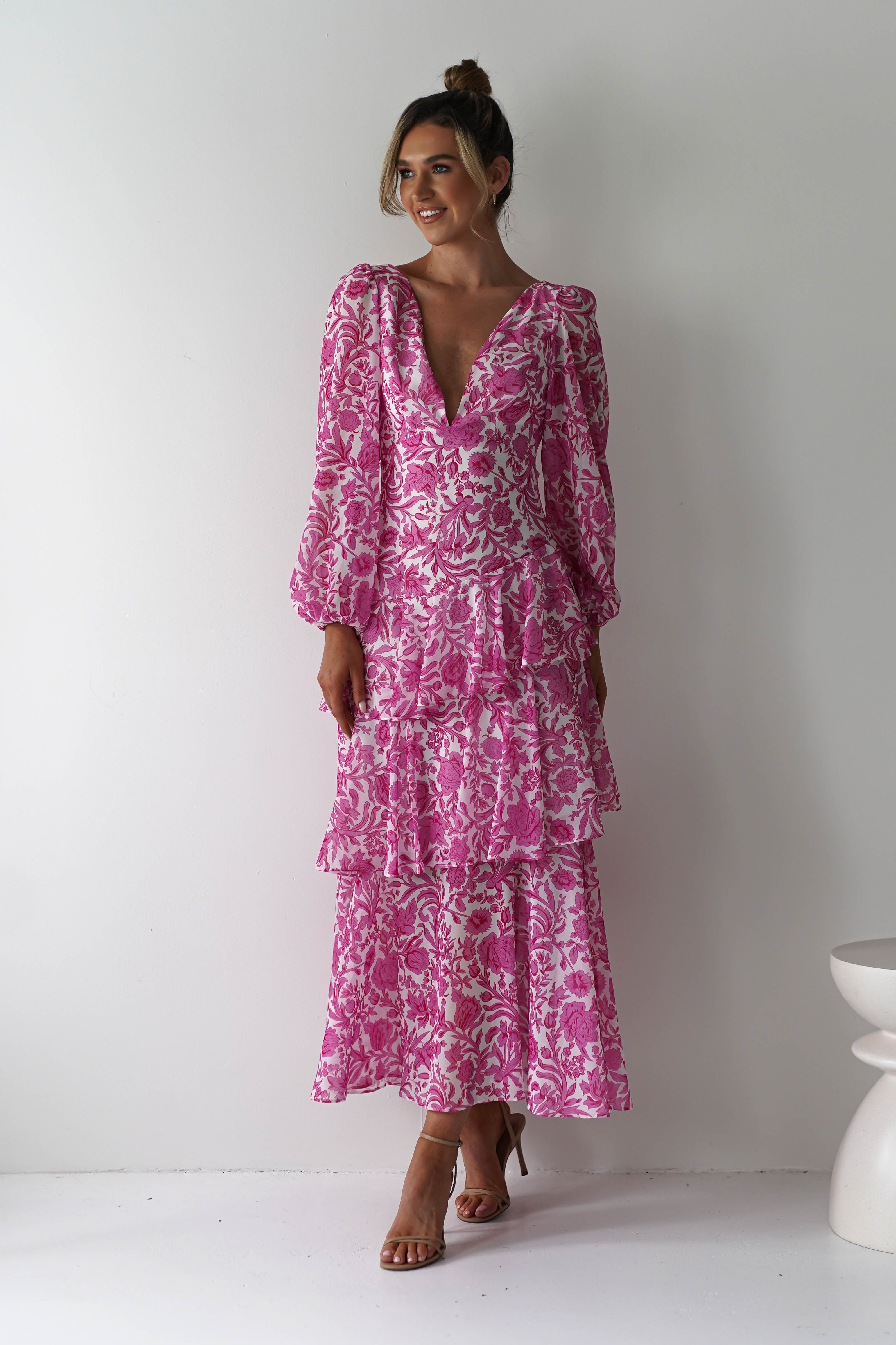 Tammie Long Sleeve Maxi Dress | Pink Floral