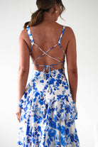 Varana Floral Ruffle Maxi Dress Blue Print | Wedding Guest Dress | Maxi | Oh Hello Clothing