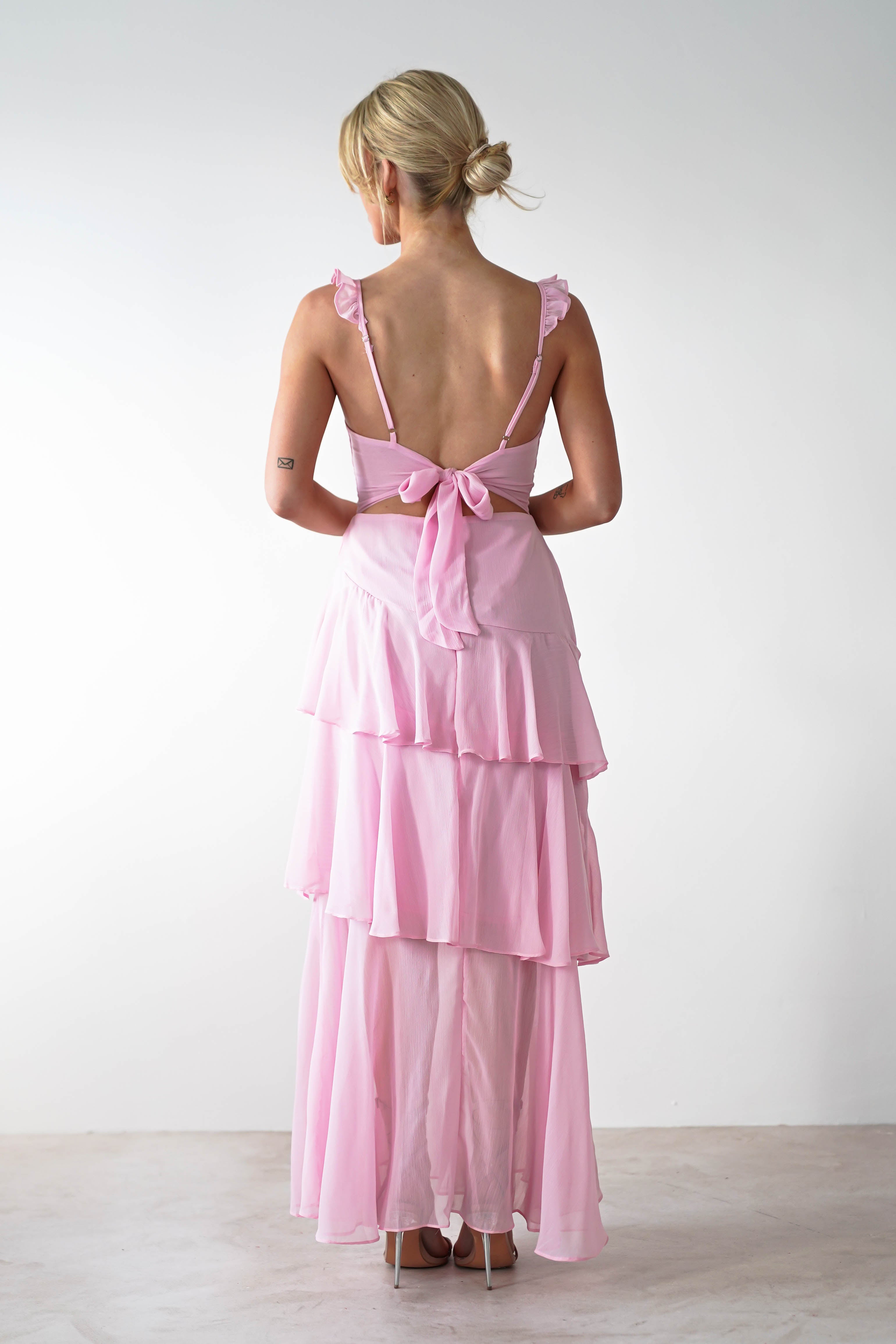 Victoria Ruffle Midaxi Dress | Blush Pink